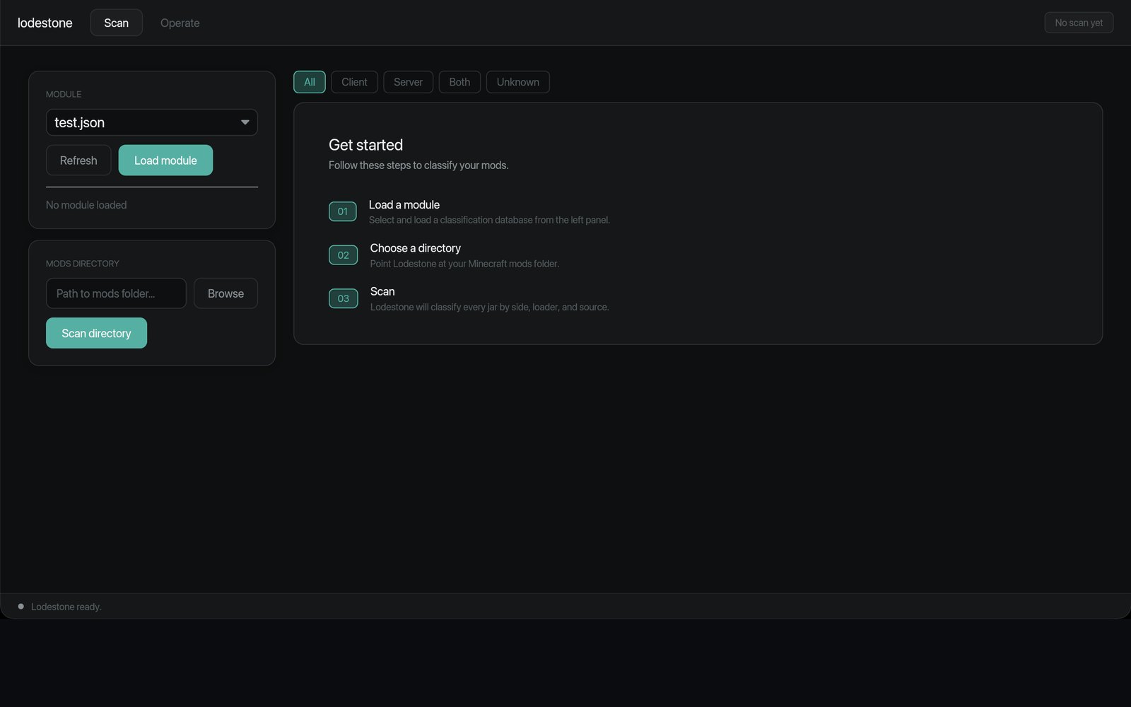Screenshot of the Lodestone Minecraft mod manager project